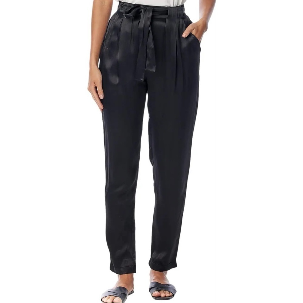 LBLC The Label Cathy Satin Pants Womens Black Trousers‎ Silky Size S NWT